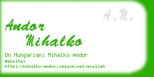 andor mihalko business card